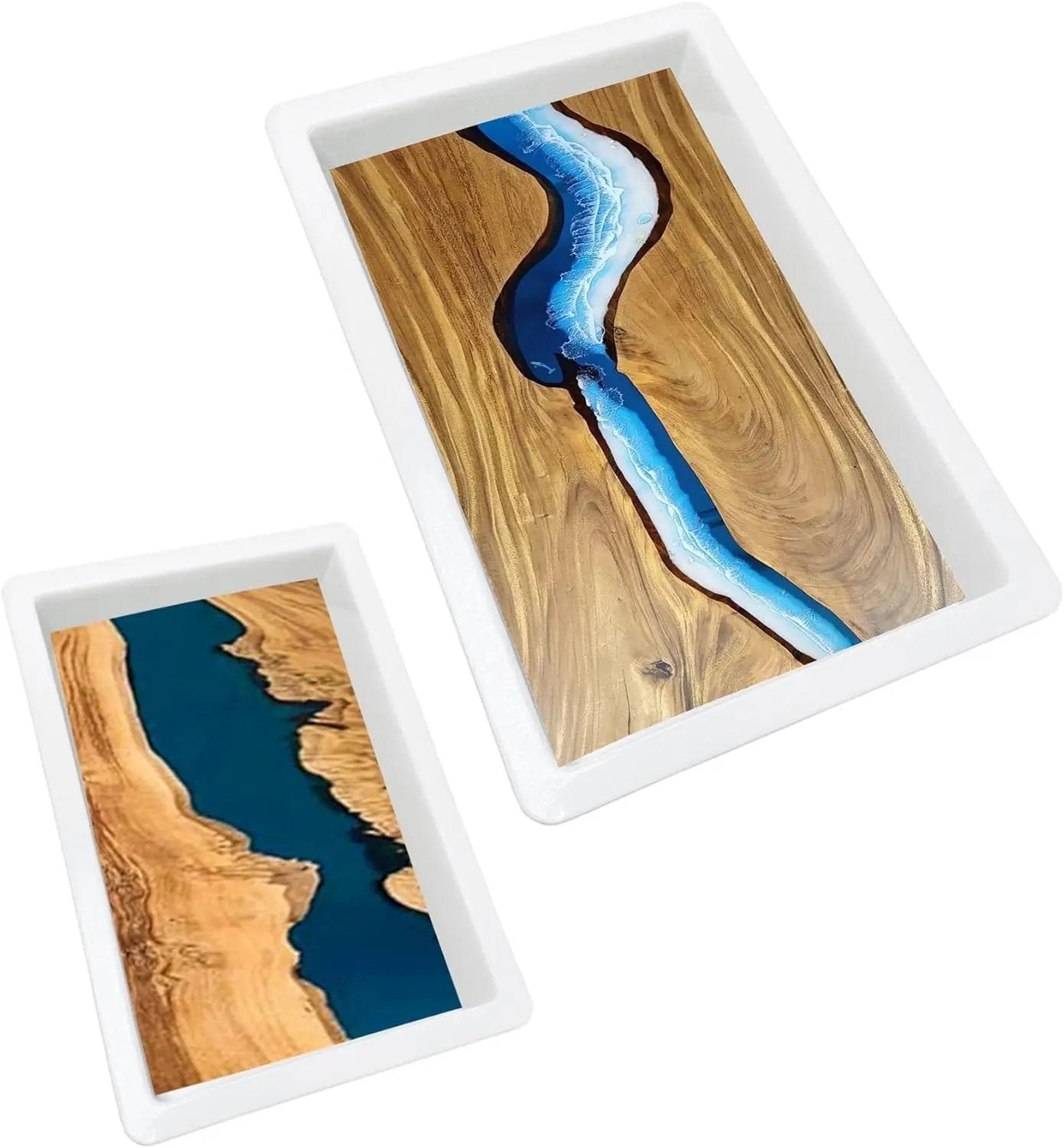 Large Epoxy Mold 15.8 * 9.8 * 3 Inch and 11.3 * 7.5 * 2 Inch, Cutting Board Molds for Epoxy Resin, Large Reusable Resin Mold for Coffee Table, River Table, Charcuterie Board, Art Panel