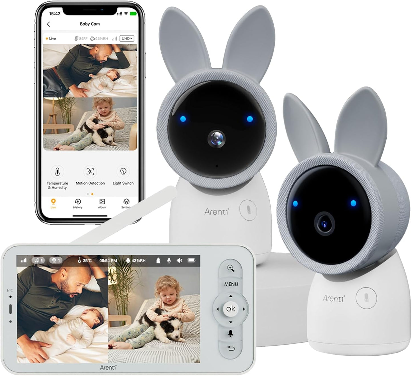 Advanced Baby Monitor with Dual Cameras, 2K Video, Cry & Motion Detection, and Smart Features - Your Ultimate Baby Care Companion