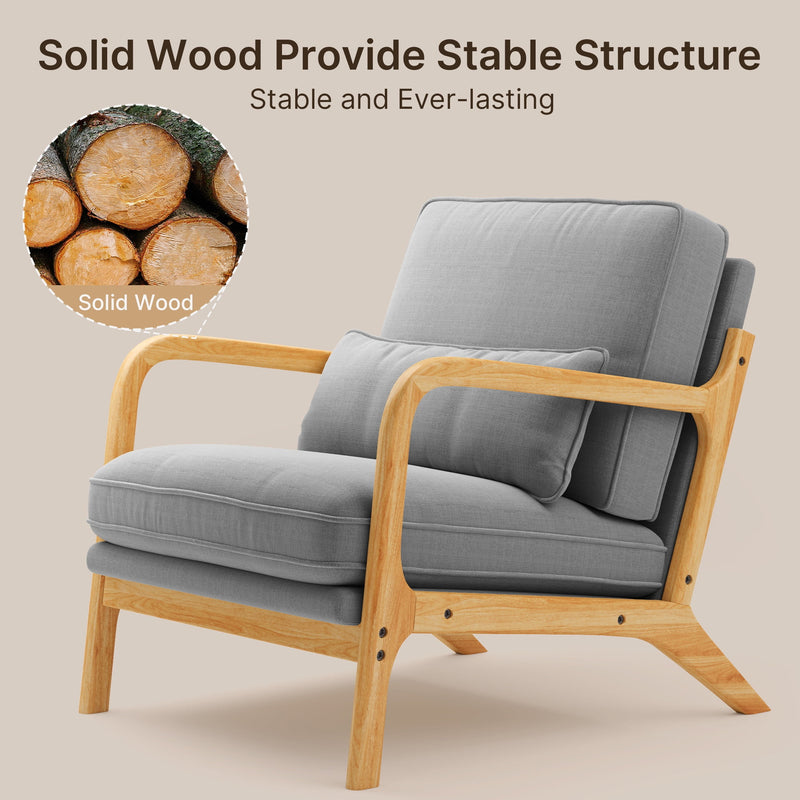 Accent Chair Clearance, Ergonomic Reading Chair for Living Room, Bedroom Chair, Gray