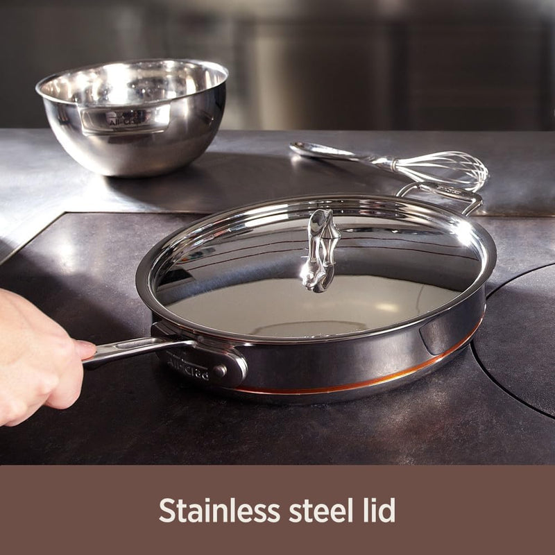 Copper Core 5-Ply Stainless Steel Sauce Pan 3 Quart Induction Oven Broiler Safe 600F Pots and Pans, Cookware Silver