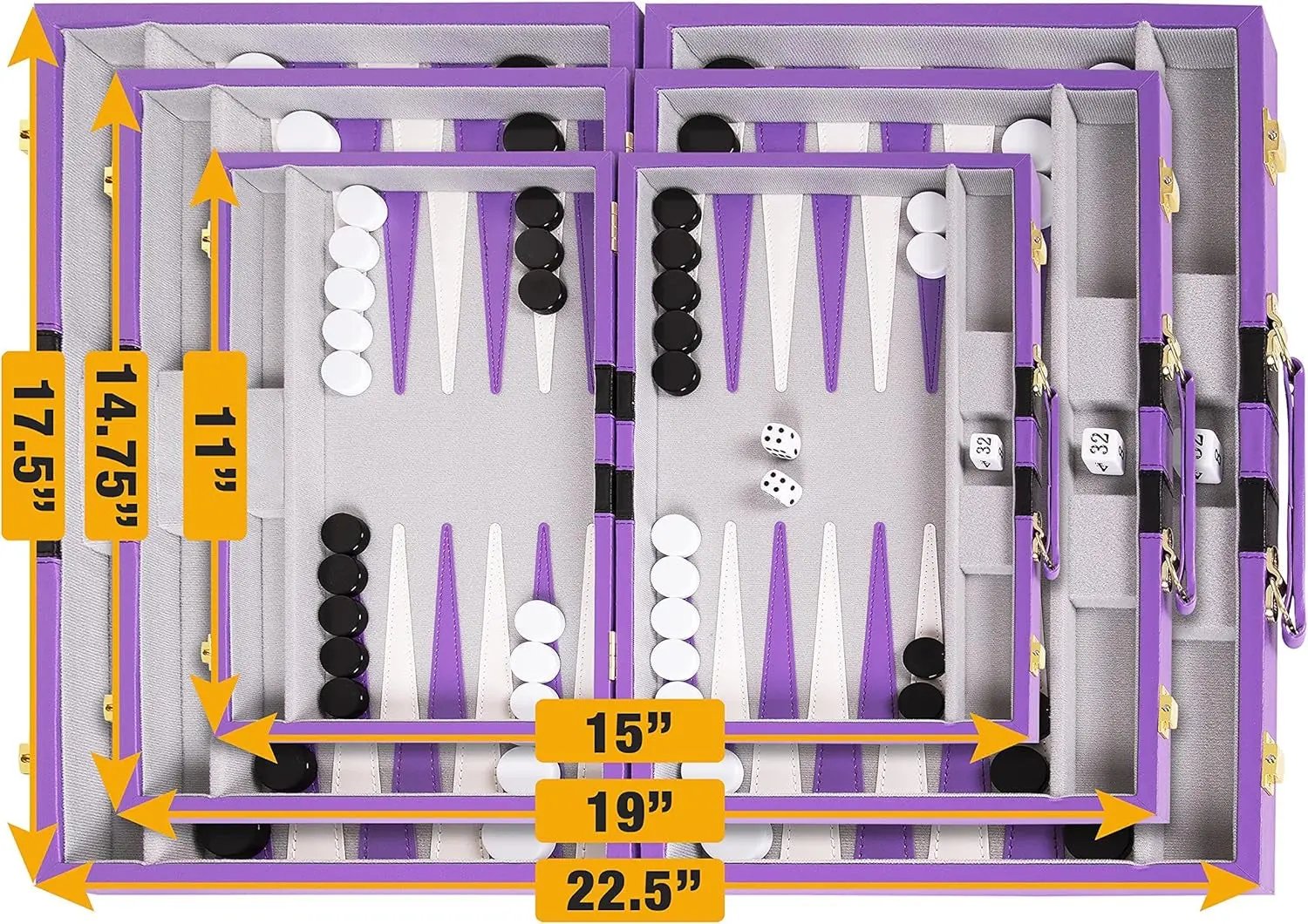 Tiny Backgammon Battle Kit: War of Wits for Grown-Ups & Mini-Mes - Comes with Fancy Leather Fortress & Secret Battle Tips (Purple Power!)