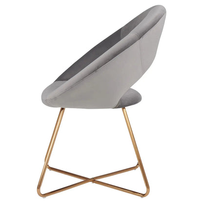 Accent Chair with Gold Metal Legs Modern Velvet Vanity Chair for Living Room Bedroom Gray