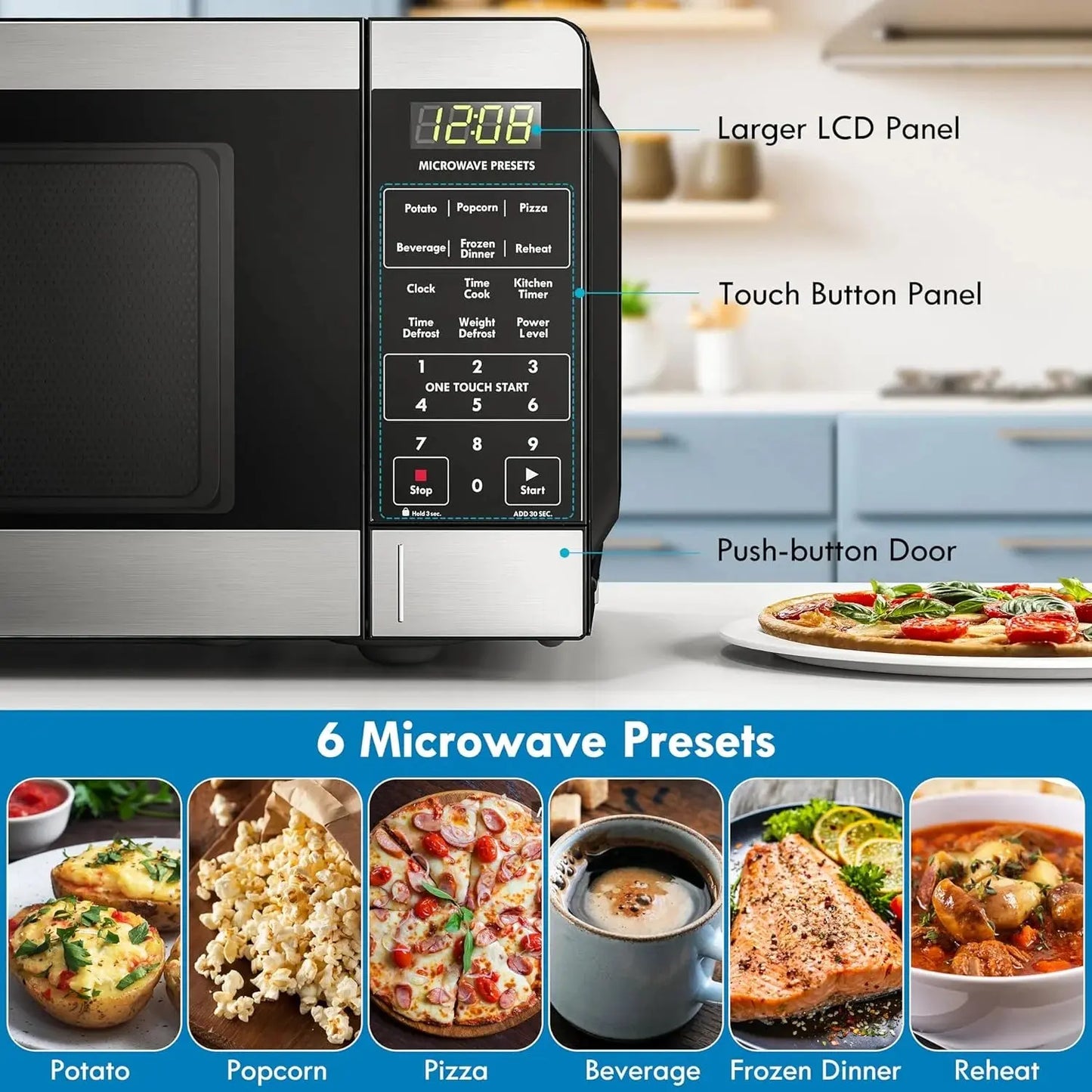 Effortless Cooking Awaits with the Sleek Stainless Steel Countertop Microwave Oven - 0.9 cu ft, 900 Watts of Power