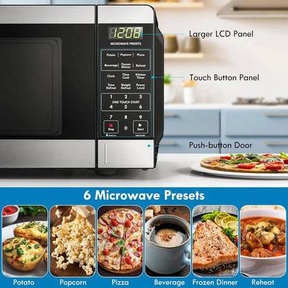 Effortless Cooking Awaits with the Sleek Stainless Steel Countertop Microwave Oven - 0.9 cu ft, 900 Watts of Power