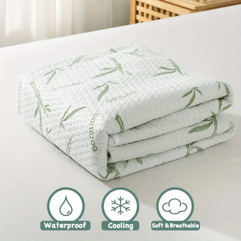 1pc 100% Bamboo Fiber Waterproof Mattress Protector (250gsm), Cooling And Breathable Knitted Mattress Pad Cover, 3D Air Bed Cover For Cozy Sleep Our3Designs