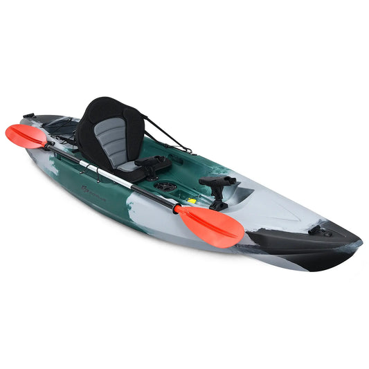 Experience Ultimate Adventure with the Single Sit-On-Top Fishing Kayak Featuring Rod Holders & Paddle!