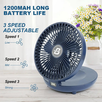 Stay cool anywhere with our Rechargeable 3-Speed Table Fan! 🌬️💙 Perfect for your bedroom, home office, or on-the-go – and it even folds for easy storage! #CoolBreeze #QuietFan #PortableComfort