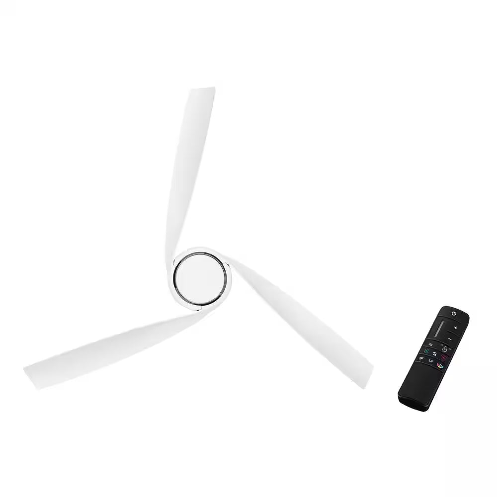 Tudor 56 In. Indoor Brushed Gold with White Blades Ceiling Fan with Adjustable White Integrated LED with Remote Included