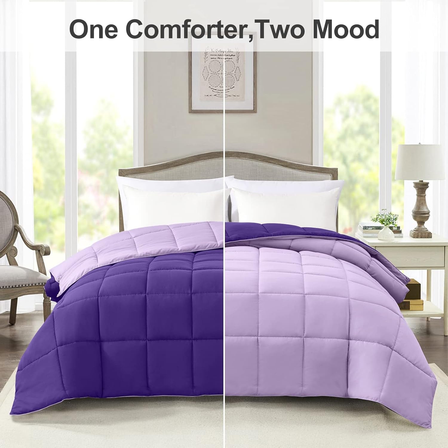 Cozy Up with Our Twin Purple Duvet Insert! Lightweight & Reversible Comfort for All Seasons 🌸💜