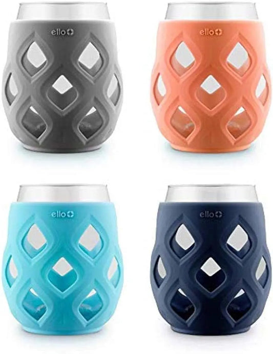 Cru 17oz Stemless Wine Glass Set with Colorful Silicone Sleeves - Perfect for Summer Parties and Outdoor Fun!