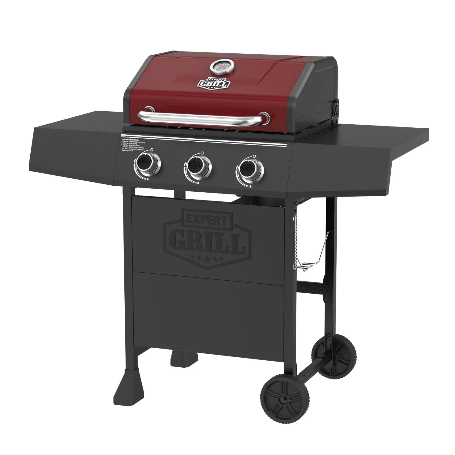 3 Burner Propane Gas Grill in Red