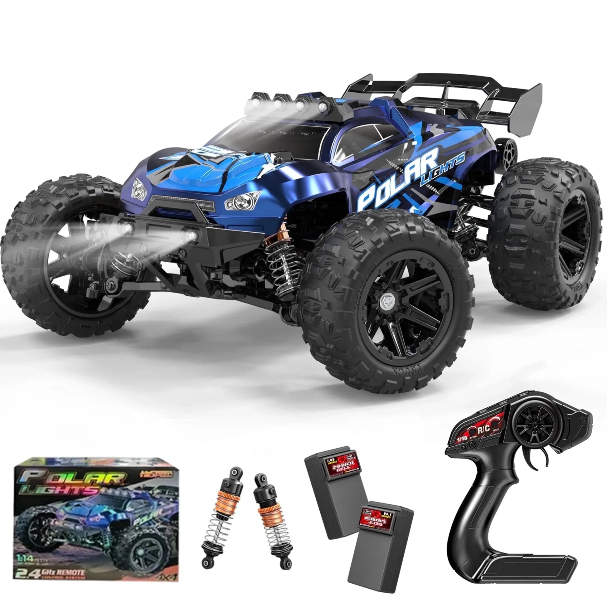 RC Cars for Adults Fast 40+MPH 1:14 Waterproof Off-Road RC Truck 4WD All Terrain High-Speed Remote Control Car Toy Gifts for Kids Boys, 2 Batteries
