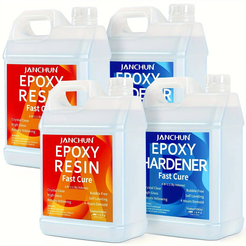JANCHUN 4 Gallon Epoxy Resin- Crystal Clear Epoxy Resin Kit - No Yellowing No Bubble High Gloss Molding & Casting Resin For River Table Tops, Art Resin For Jewelry Making, DIY Art Craft, Tumblers, Molds, Art Painting, Fast Cu Our3Designs