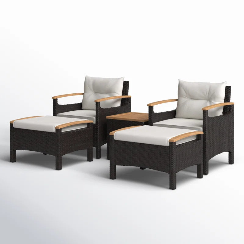 Cozy Up with Friends: Araylee Acacia Wicker 4-Person Patio Set with Cushions! 🛋️☀️ #OutdoorLiving #PatioVibes