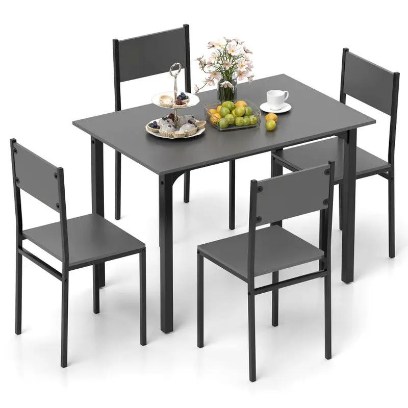 Stylish 5-Piece Industrial Dining Table Set for 4 – Perfect for Modern Kitchens