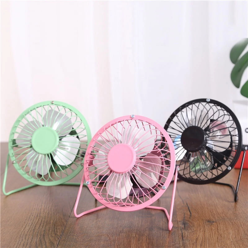 4-Inch Mini Metal Fan USB Desk Fan Small Personal Air Circulator Fan Portable Electric Table Desktop Fan Rechargeable Travel Fans for Camping Office Room Outdoor Black
