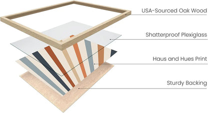 Frame Boho Wall Art - Sun Decor for Bedroom, Mid Century Modern Minimalist Art, Geometric Poster with Beige Frame, 16X20