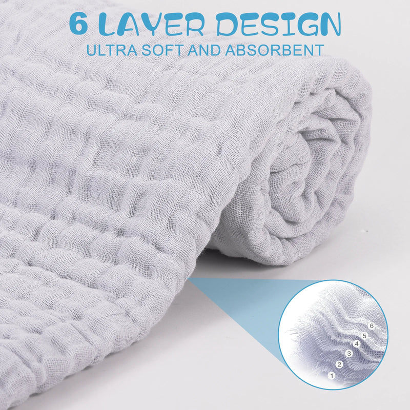Snuggle Your Little One with Our Soft Muslin Baby Bath Towels - 3 Pack in Cozy Grey! 🛁💖✨