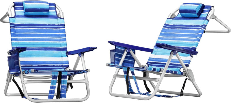 Chill in Style: Portable Backpack Beach Chairs with Cup Holder & Towel Rack! 🏖️🌊🪑