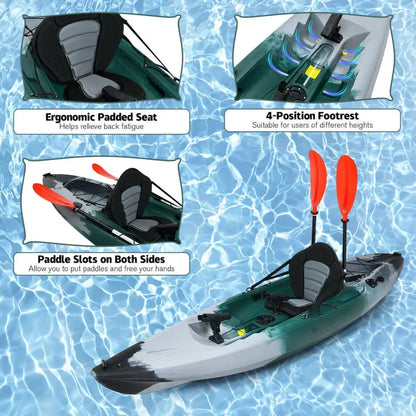 Explore the Waters: Versatile Sit-On-Top Fishing Kayak with Rod Holders & Paddle