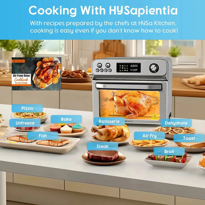 26QT 10-in-1 Stainless Steel Air Fryer Oven with Rotisserie - 1800W Convection Toaster Oven Combo, Easy to Clean Mini Toaster Oven