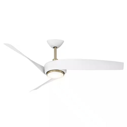 Tudor 56 In. Indoor Brushed Gold with White Blades Ceiling Fan with Adjustable White Integrated LED with Remote Included