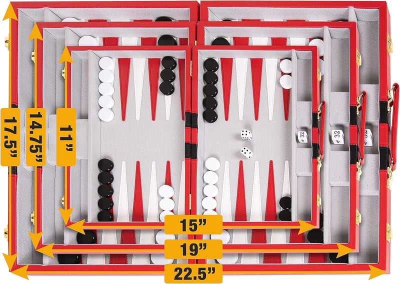 Elevate Your Game Nights with Our Premium Leather Backgammon Set - Perfect for Adults & Kids! 🎲❤️ 11" Travel Size in Stylish Red!