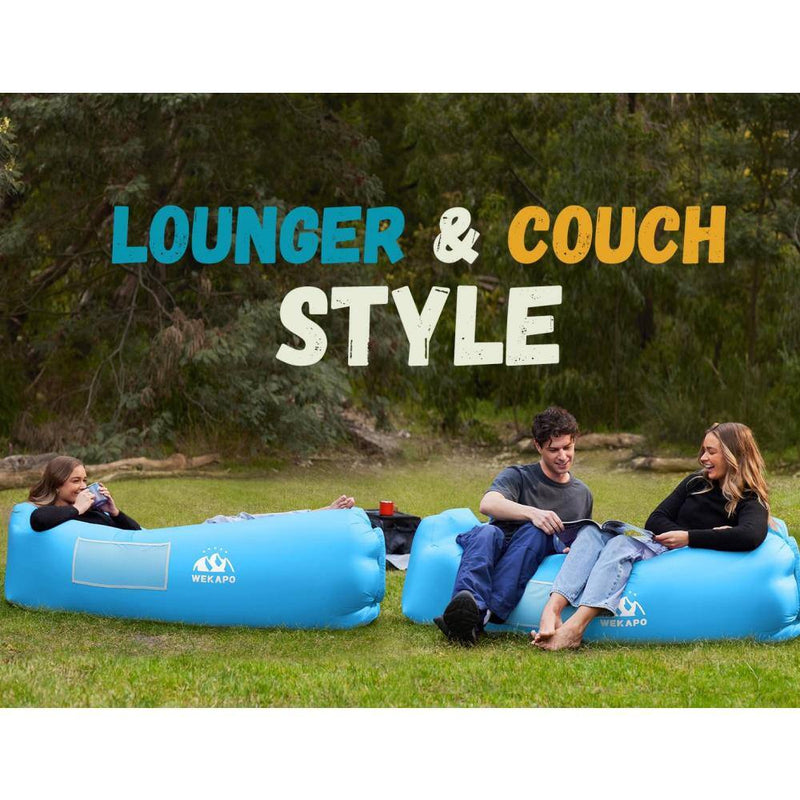 Chill Anywhere: Light Blue Inflatable Lounger for Ultimate Comfort on Your Adventures! 🌟🏕️ #Camping #Picnics #BackyardVibes