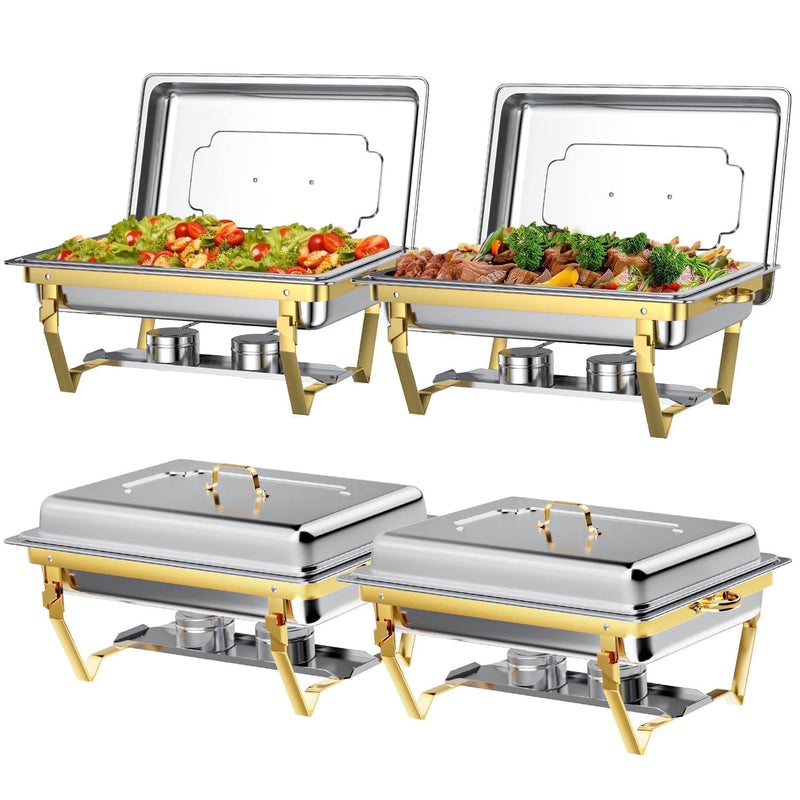 Elevate Your Events with Our 4 Pack 8QT Stainless Steel Chafing Dish Set - Perfect for Buffets, Weddings, and More! ✨🍽️ #PartyEssentials #BuffetStyle
