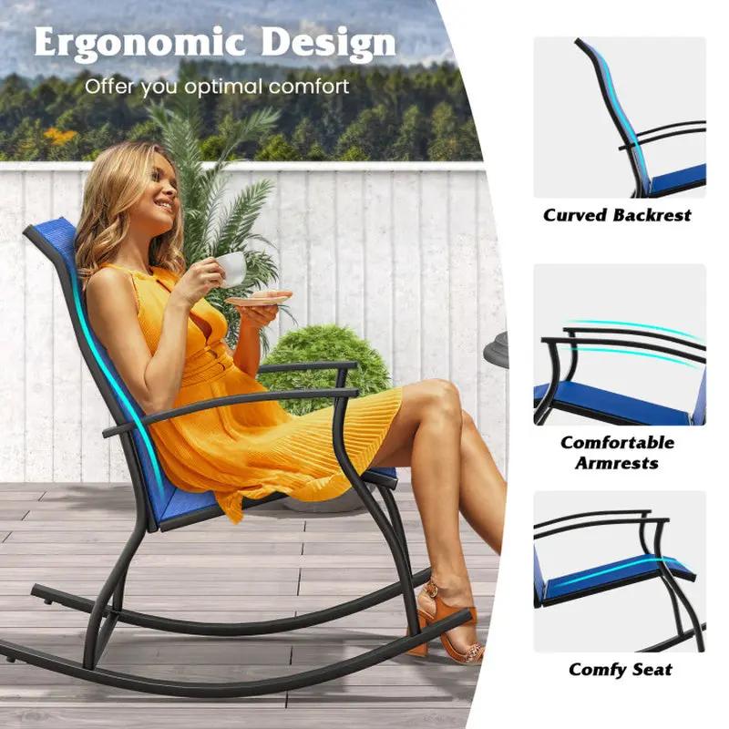Cozy Up Your Outdoors: 2-Piece Rocking Chair Set with Breathable Backrest! 🌿🪑✨