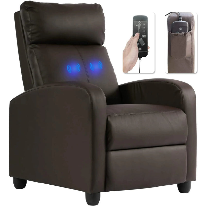 Wingback Sofa Reclining Chair with Massage Function,Brown