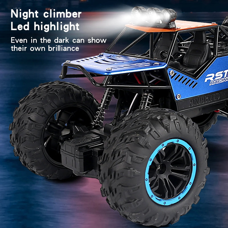 Blue Remote Control Cars 1:18, All Terrain Metal Shell 4X4 Off-Road Vehicle Monster Truck, High Speed 2.4 Ghz RC Car, Christmas Birthday Gift Outdoor Toys for Kids 6+ & Adults