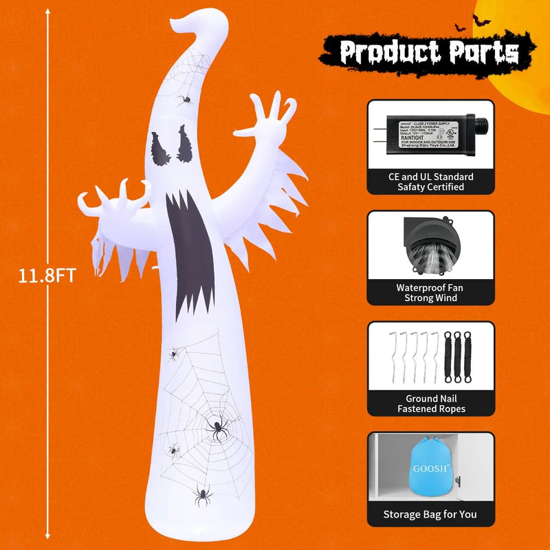 Spook Up Your Halloween with Our 11.8 FT Inflatable Ghost – Perfect for Outdoor Decor! 🎃👻✨