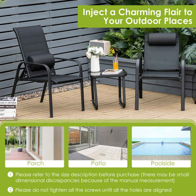 Upgrade Your Outdoor Space with Our Stylish 3-Piece Stackable Bistro Set! 🌿✨ Perfect for Cozy Conversations! 🪑💬