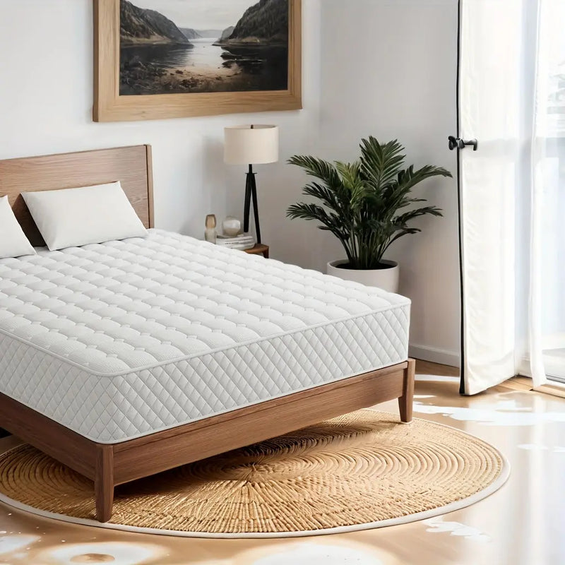 1pc Luxurious MRH Hybrid Mattress - 12 Inches Box-Style Mattress for Home and Hotel Use - Memory Spring, Individually Pocketed Springs, White and Gray, Comfortable Sleeping Solution Our3Designs