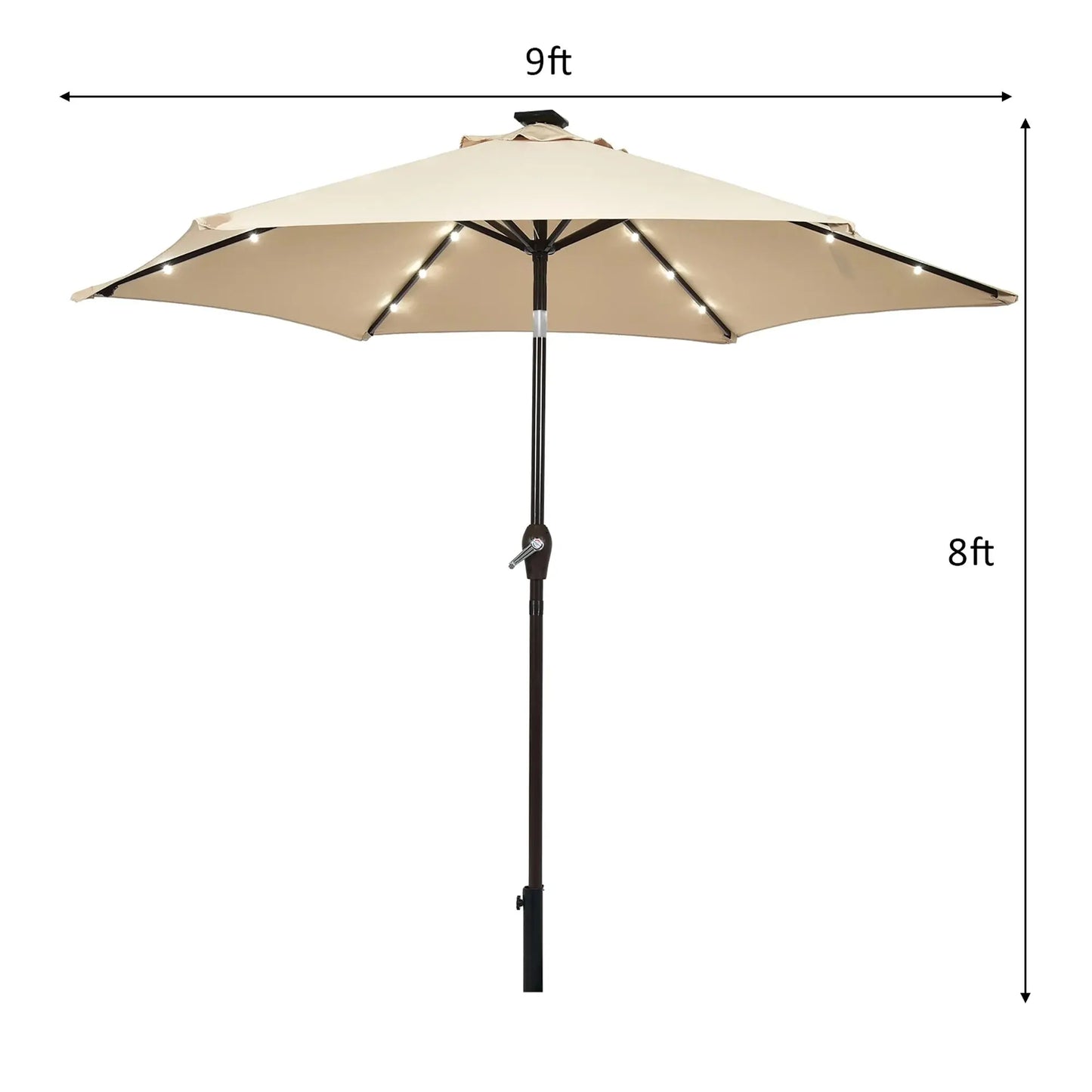 96&quot; Beige Market round Patio Umbrella, Water-Resistant
