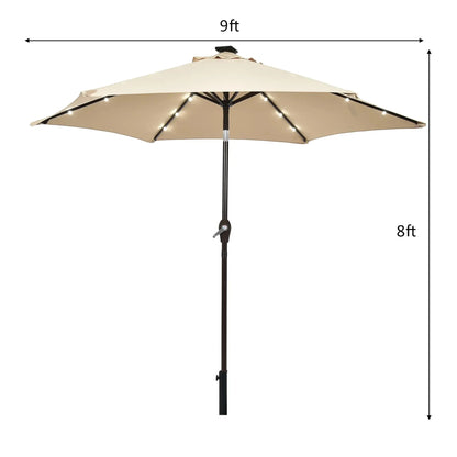 96&quot; Beige Market round Patio Umbrella, Water-Resistant