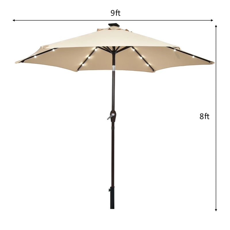 96" Beige Market round Patio Umbrella, Water-Resistant