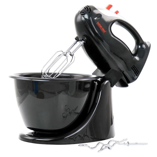200 Watt Stand Mixer / Hand Mixer in Black with Mixing Bowl
