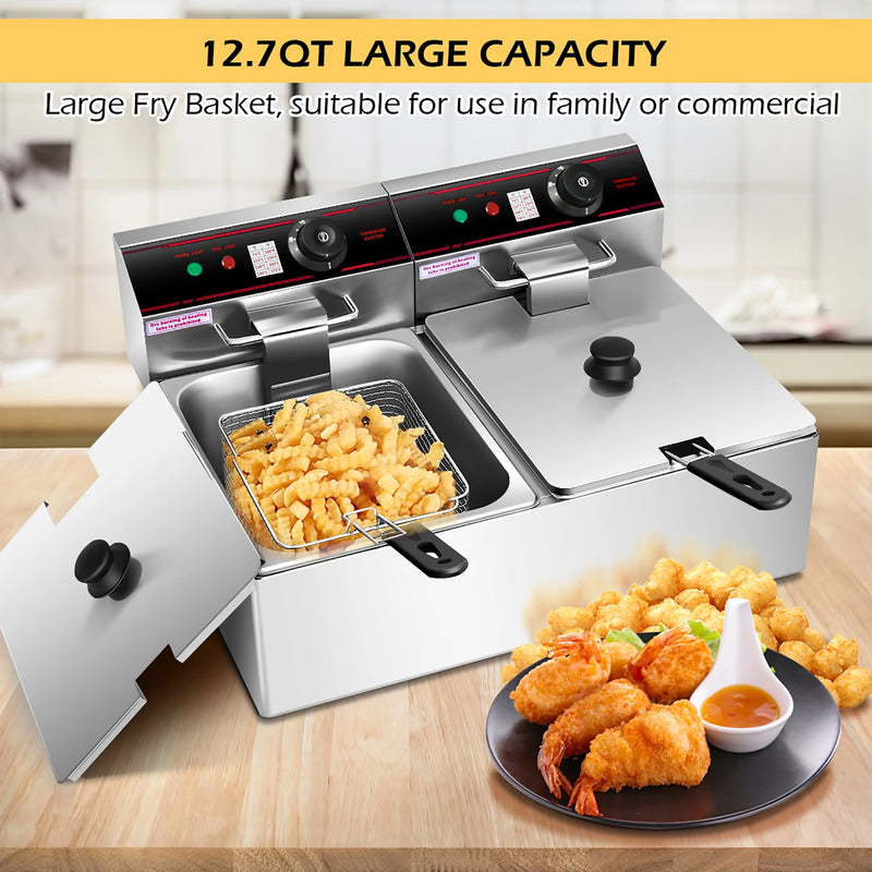 Powerful 12L 3400W Stainless Steel Electric Deep Fryer for Perfectly Crispy Fried Foods