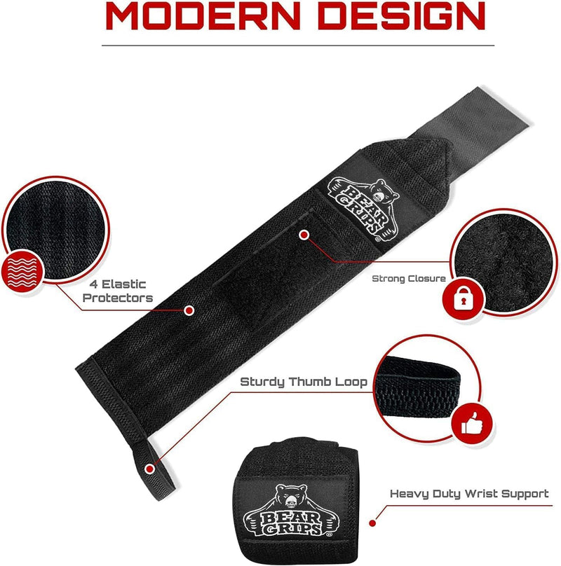 Professional Weightlifting Wrist Wraps | Extra Strength Gym Support | 12” & 18” Sizes | Unisex Design | Two Wraps per Pack