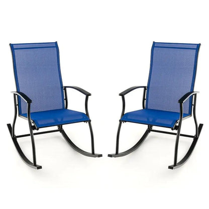 Cozy Up Your Outdoors: 2-Piece Rocking Chair Set with Breathable Backrest! 🌿🪑✨