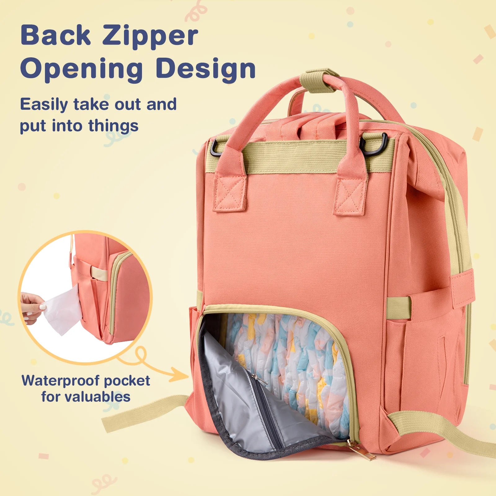 Stylish Pink Diaper Bag Backpack - Multifunctional Baby Changing Bag with Insulated Pockets and Stroller Straps for Ultimate Convenience