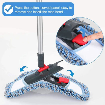 Microfiber Dust Flat Mop for Hardwood Floors with a Extra Chenille Refill, Dry & Wet