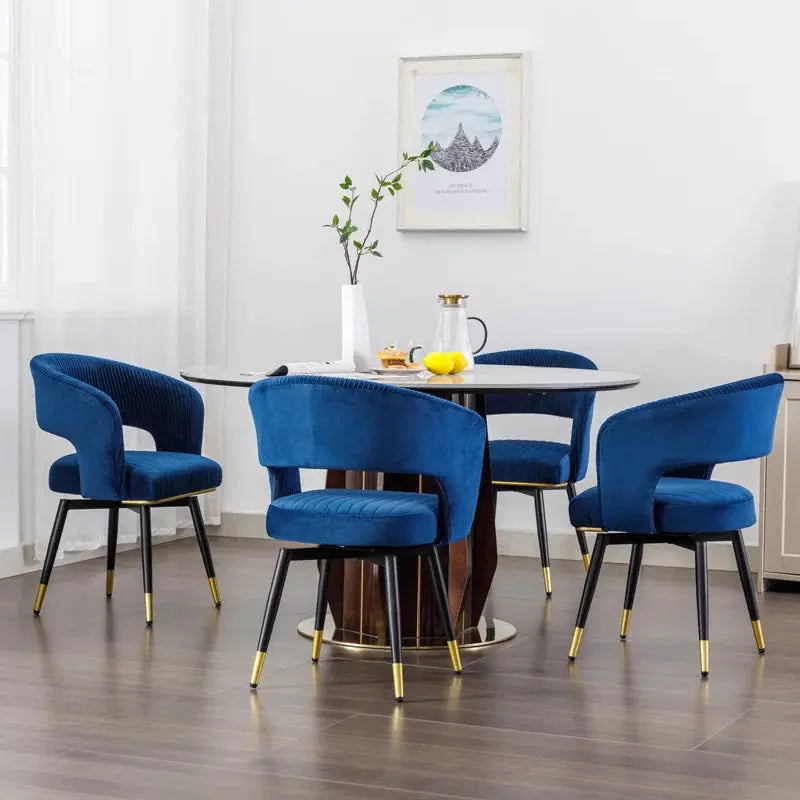 Janalyn Swivel Velvet Dining Chair Upholstered Back Arm Chair