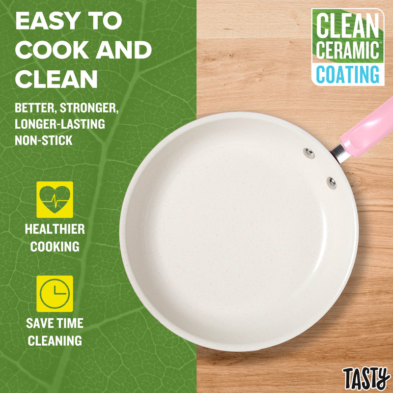 Get Cookin' with This Sassy 16 Piece Pink Non-Stick Aluminum Cookware Set – So Good, You’ll Want to Fry Everything!