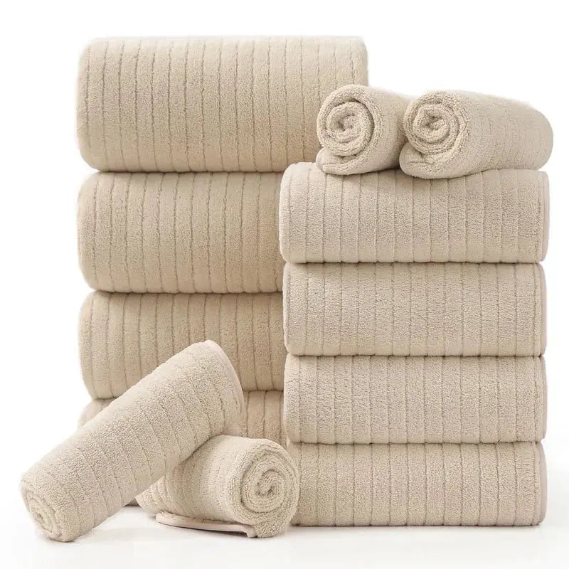 12 Piece Camel Bath Towel Set for Bathroom-4 Bath Towels,4 Hand Towels,4 Washcloths Soft and Plush Highly Absorbent Towel for Hotel & Spa