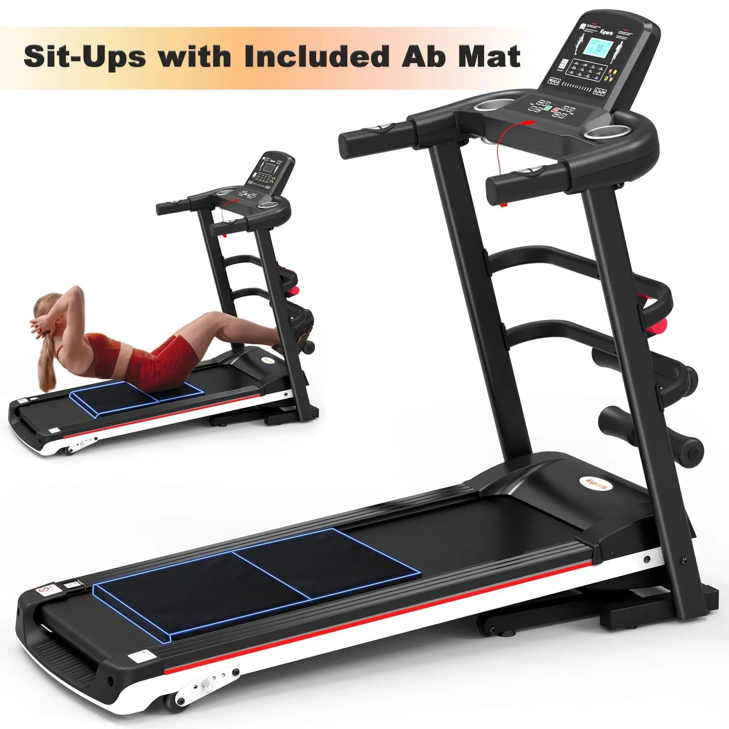 Get Fit at Home! 🏃‍♂️💪 Electric Treadmill Bundle with Rack, Mat & Dumbbells - All in Sleek Black! #HomeGym #FitnessGoals
