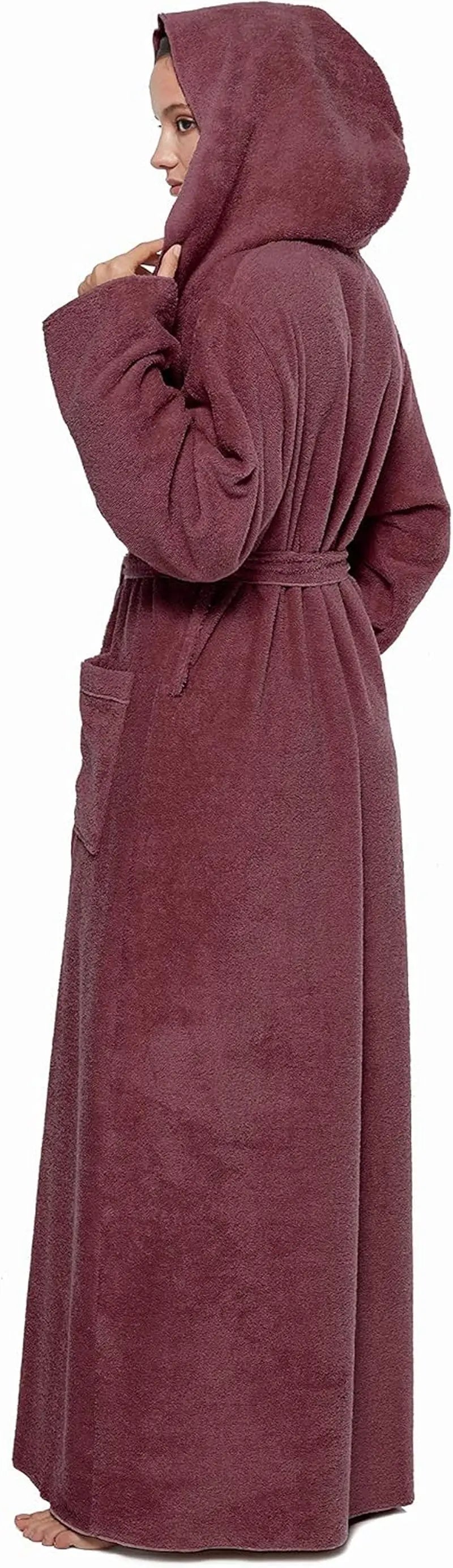 Women'S Princess Robe Ankle Long Hooded Lightweight Turkish Cotton Bathrobe