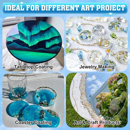 Epoxy Resin 2 Gallon Kit, Upgraded Crystal Clear Resin Epoxy Food Safe with Pump, Self Leveling & Bubble Free High-Glossy with Anti-Yellowing for Coating, Casting, Jewelry Making, DIY Craft